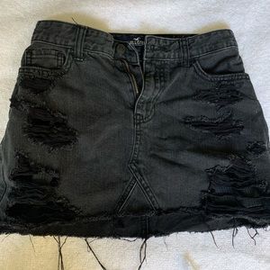 rustic high rise jean skirt